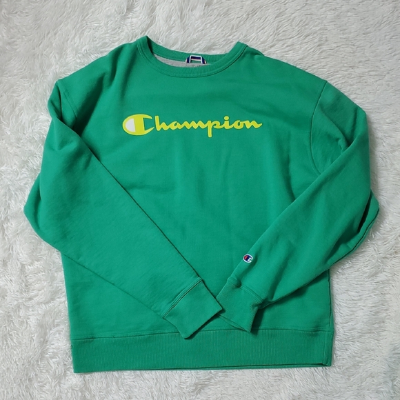 Champion Green Crewneck Sweatshirt with Iconic Logo Size Large - Picture 1 of 7